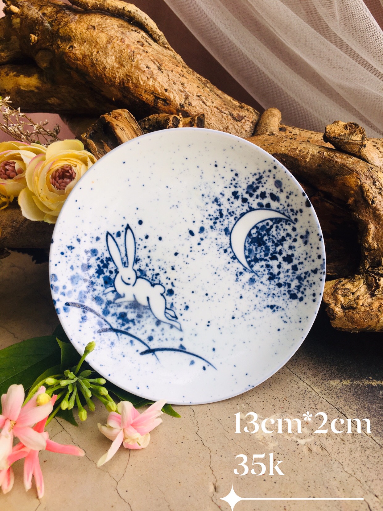Gốm nhật - bộ sưu tập đĩa chấm men lam cực đẹp