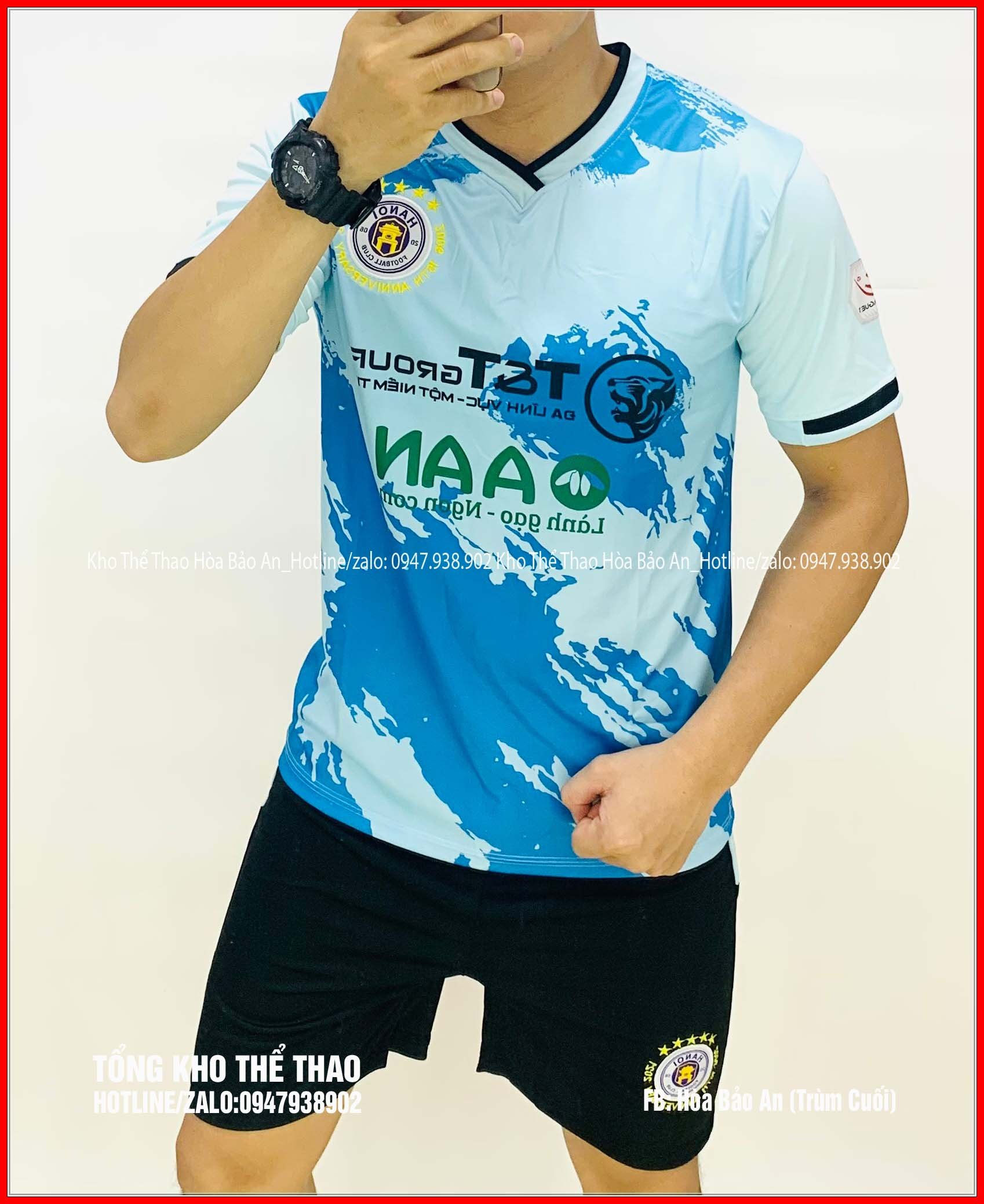 Quần áo bóng đá HÀ NỘI FC màu xanh 3D MẪU MỚI NHẤT 2021