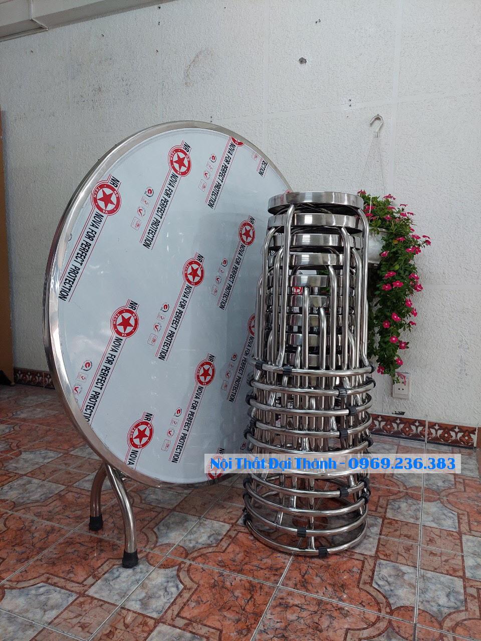 Bộ Bàn tròn inox nhà hàng 10  Ghế ĐẠI THÀNH