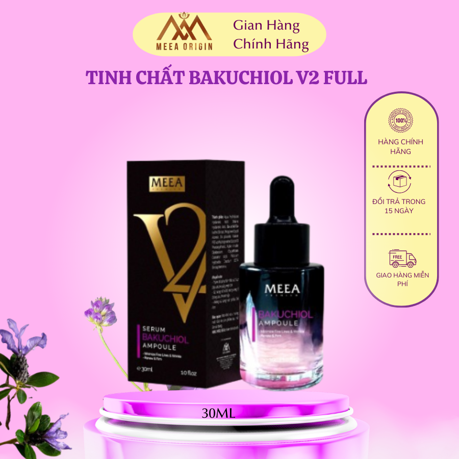 CHÍNH HÃNG _ Tinh Chất Bakuchiol Ampoule V2 Meea Organic Chăm Sóc Da Mặt làm đẹp da , phục hồi da hư tổn , nuôi dưỡng da , trẻ hoá da , cấp ẩm chuyên sâu cho da mặt