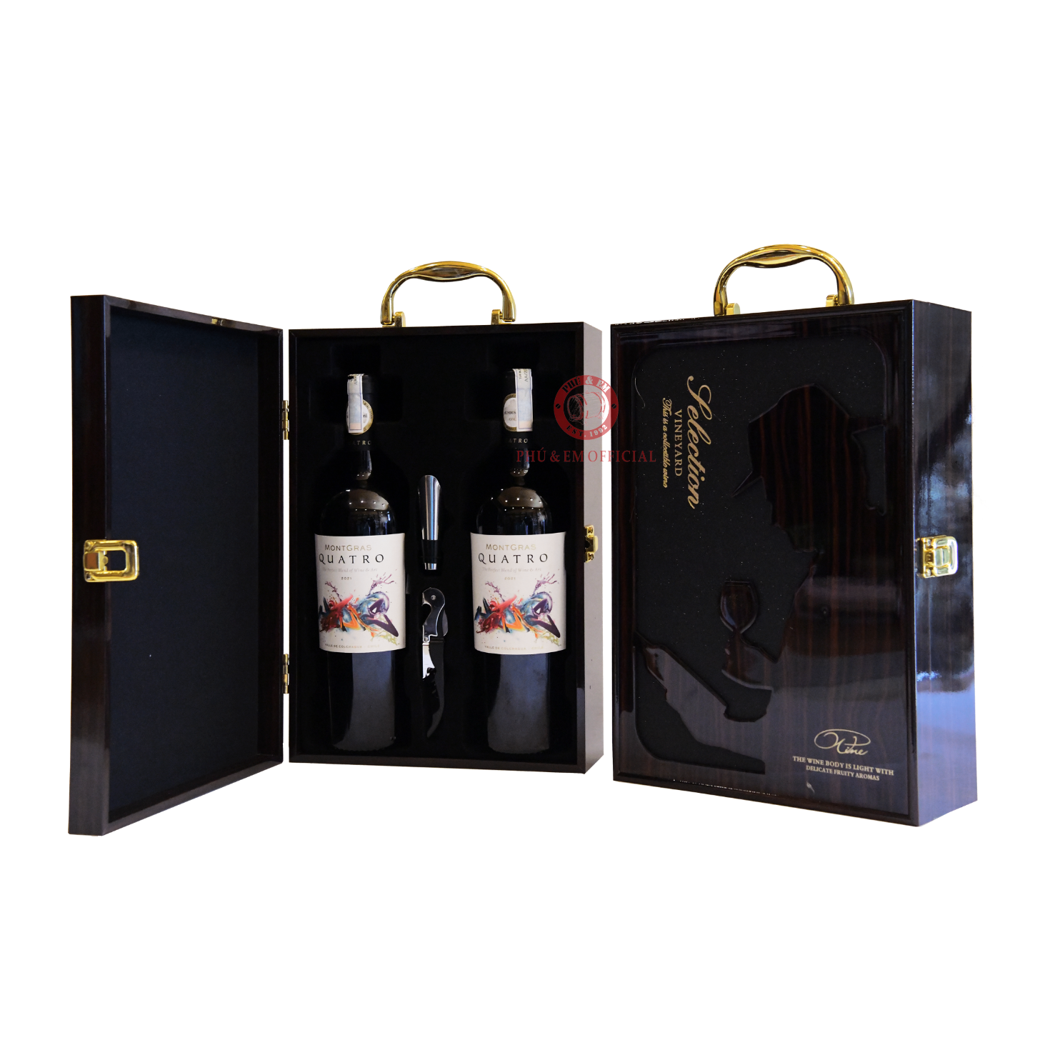 Hộp Quà Hào Hoa – Rượu Vang Đỏ Chile MontGras Quatro 750ml