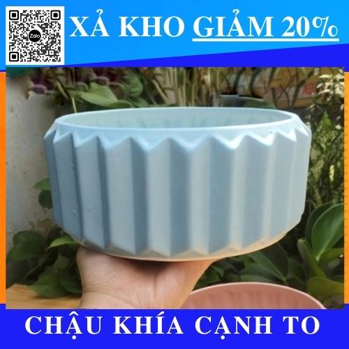 Chậu sứ Bát Tràng Khía cạnh to trồng cây Để Bàn, Cây Nội Thất, Sen Đá, Xương rồng, Cây Bonsai, trang trí