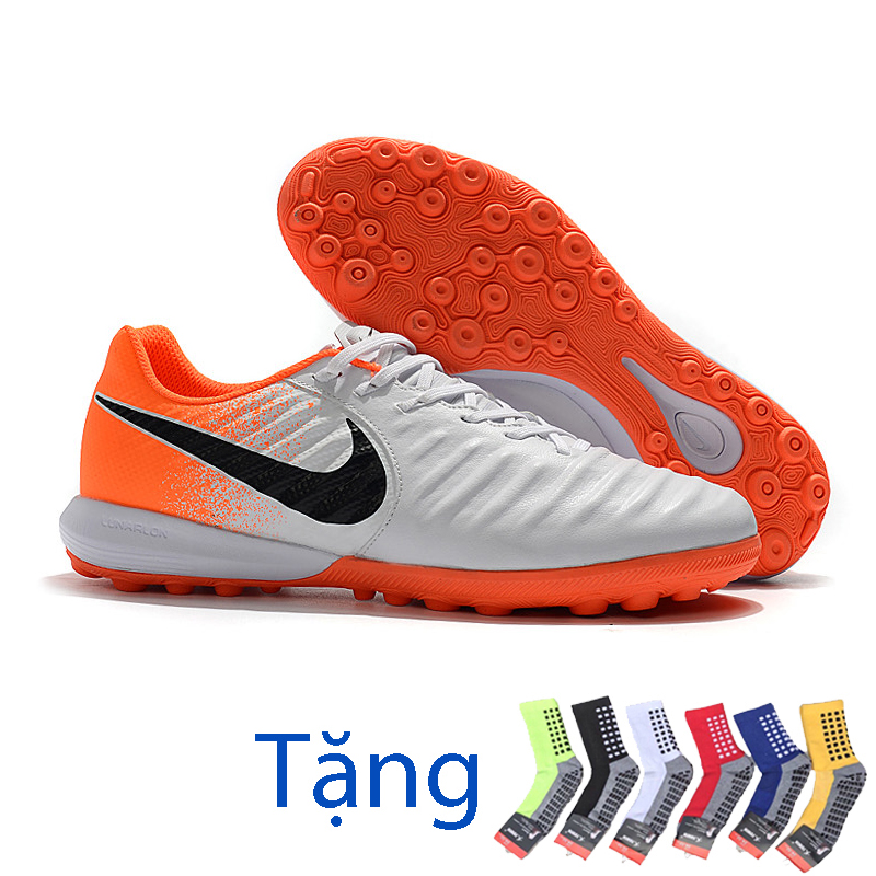 Giày Bóng Đá Tiempo LegendX VII Pro TF Trắng cam - Tặng kèm tất chống trơn