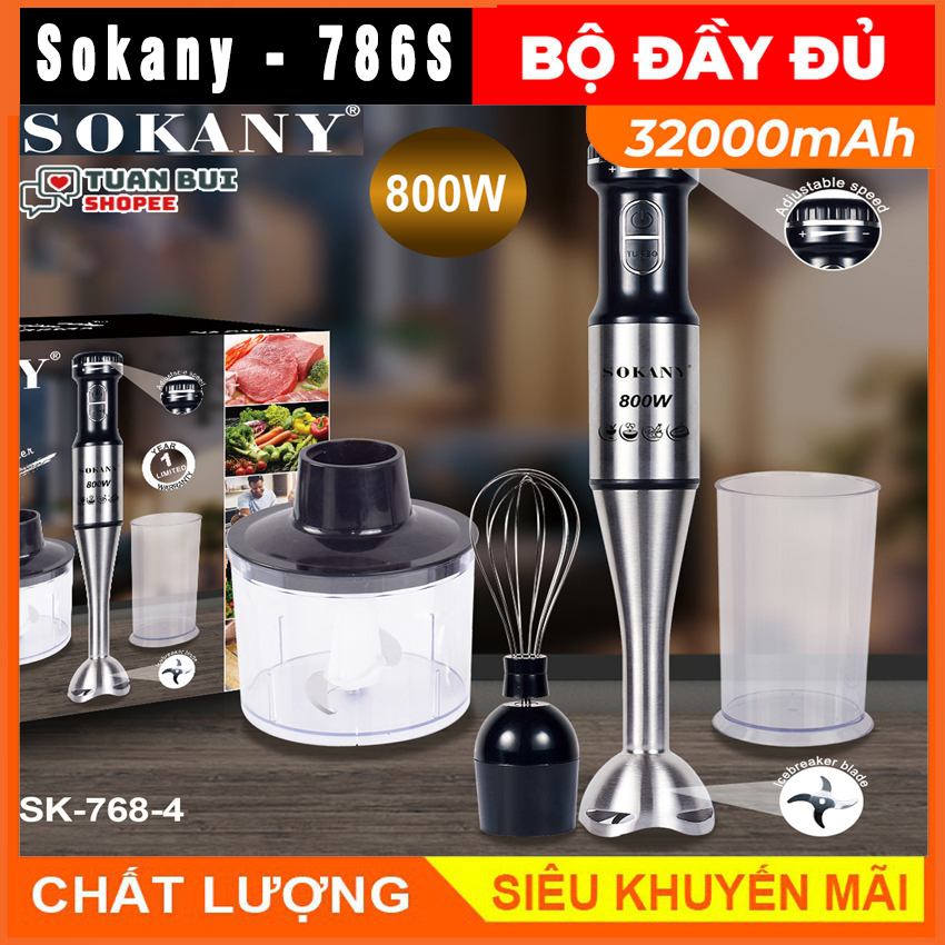 Máy xay sinh tố cầm tay 4 món sokany 768-4 500w 220v bảo hành 1 tháng