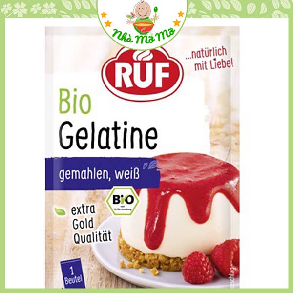 Bột gelatine hữu cơ Ruf Đức 9g Gelatin Làm Thạch Pudding Cho Bé Ăn Dặm