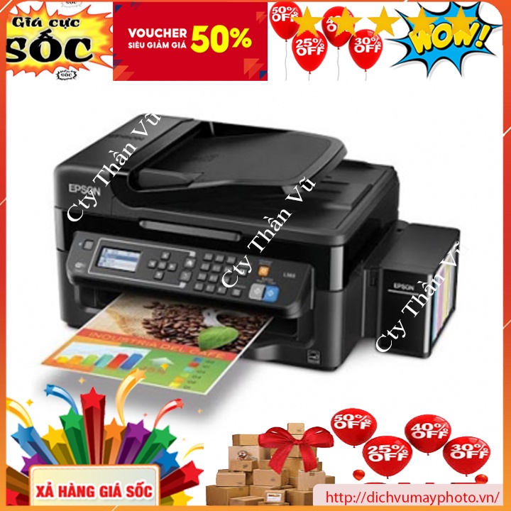 Máy in phun màu đa năng Epson L565 có in wifi không dây copy scan fax tiện lợi đảm bảo chất lượng INECO