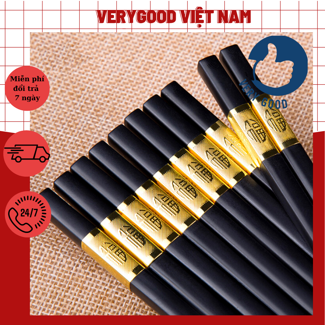 Bộ 10 đôi đũa ăn cơm nhựa hợp kim cao cấp hàn quốc nhật bản chịu nhiệt chống trơn tốt hơn đũa gỗ phụ kiện bàn ăn (có hộp) VVN2248 HL029