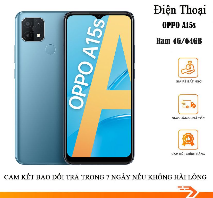 Điện thoại Oppo A15s máy chính hãng tặng kèm 1 ốp lưng