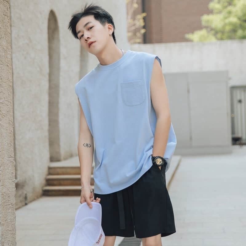 Áo tank top biển có túi cao cấp - sat