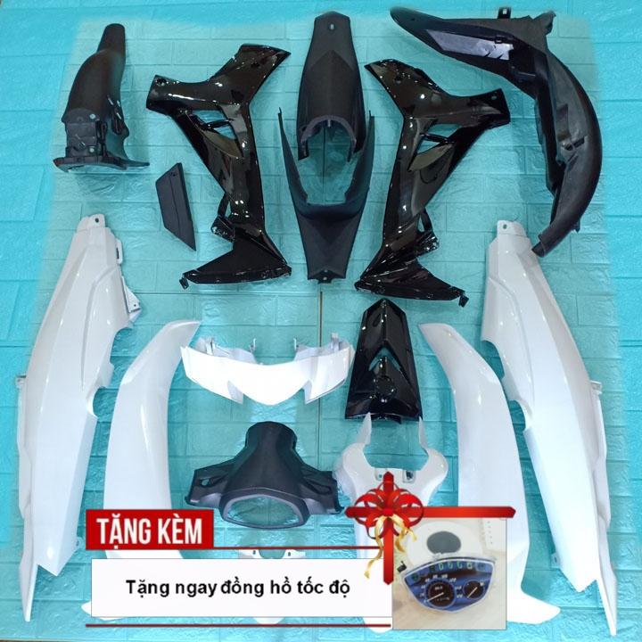 [TẶNG TEM] Bộ dàn áo xe SIRIUS màu Trắng - phanh CƠ, nhựa nguyên sinh ABS cao cấp - TẶNG NGAY CHIẾC ĐỒNG HỒ TỐC ĐỘ - Có KÈM bộ TEM 3 lớp.