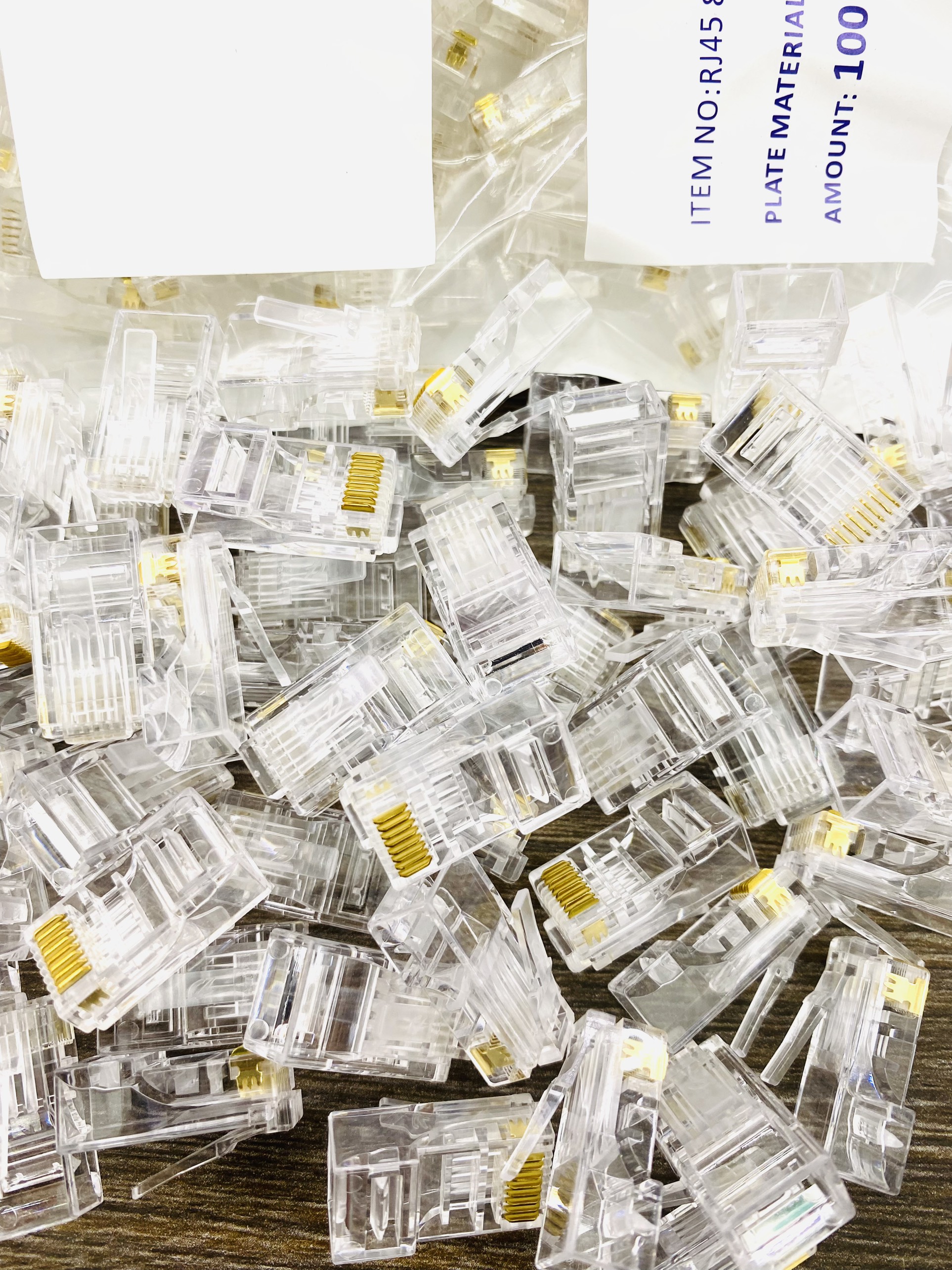 Túi hạt mạng 100 đầu RJ45 cat 5 cat 6 nhựa Golden Japan