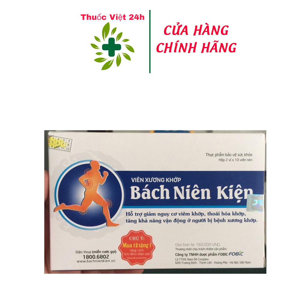 Viên Xương Khớp Bách Niên Kiện hộp 20 viên - Giúp Giảm Đau Nhức Xương Khớp - ThuocViet24h
