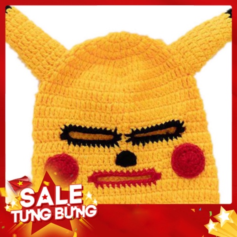Mũ len hình Pikachu đội đầu hài hước, Mặt nạ dễ thương, Mũ Len đội đầu độc lạ
