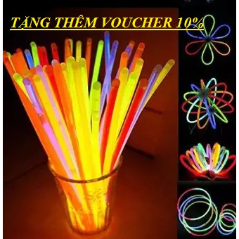 Hộp 100 que phát sáng vòng tay dạ quang phát sáng neon nhiều màu sắc chơi đêm dạ hội cho giới trẻ