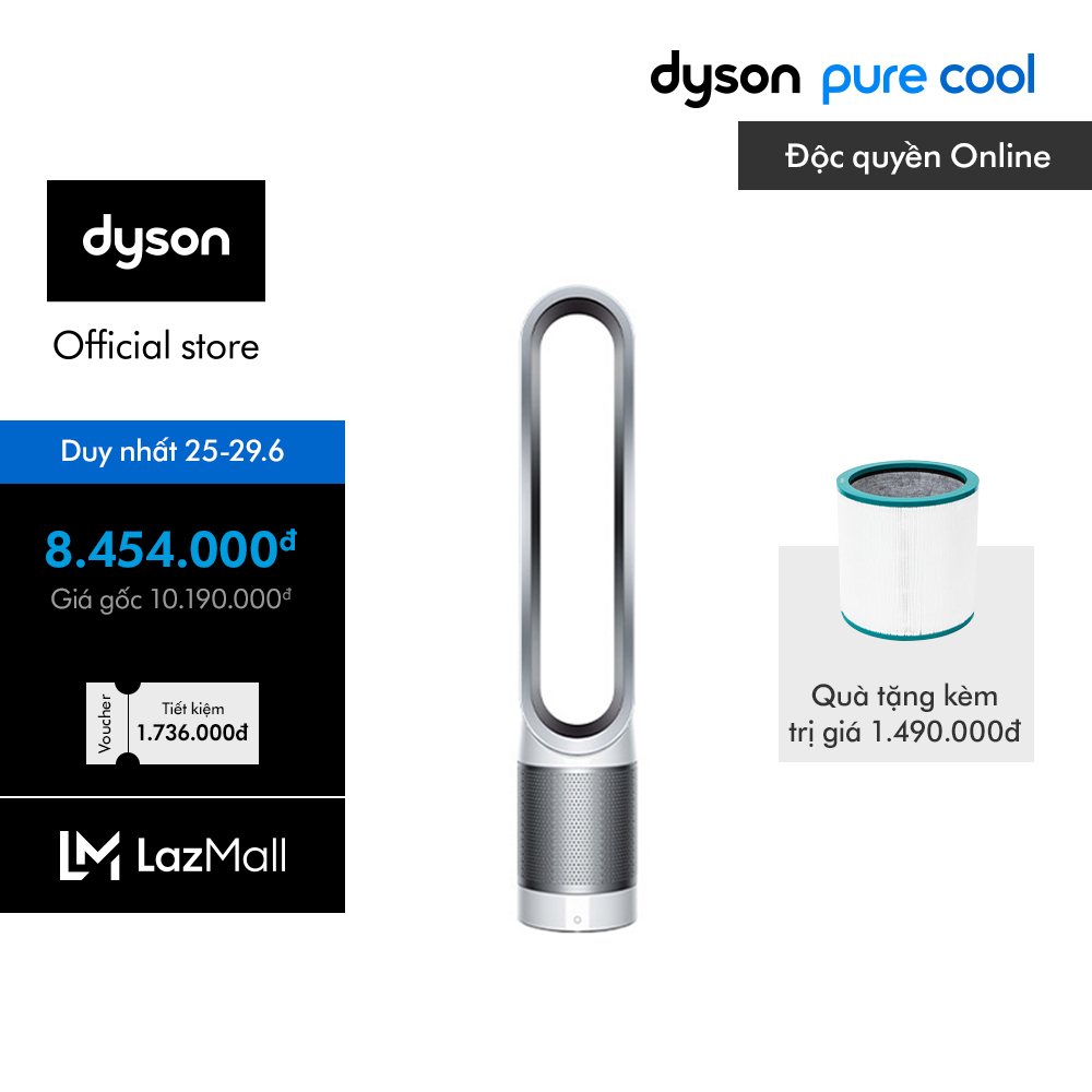 [DUY NHẤT 25.6: VC Tích lũy 400K + Tặng Bộ lọc] Máy lọc không khí Dyson Pure Cool ™ TP00 (Trắng/Bạc)