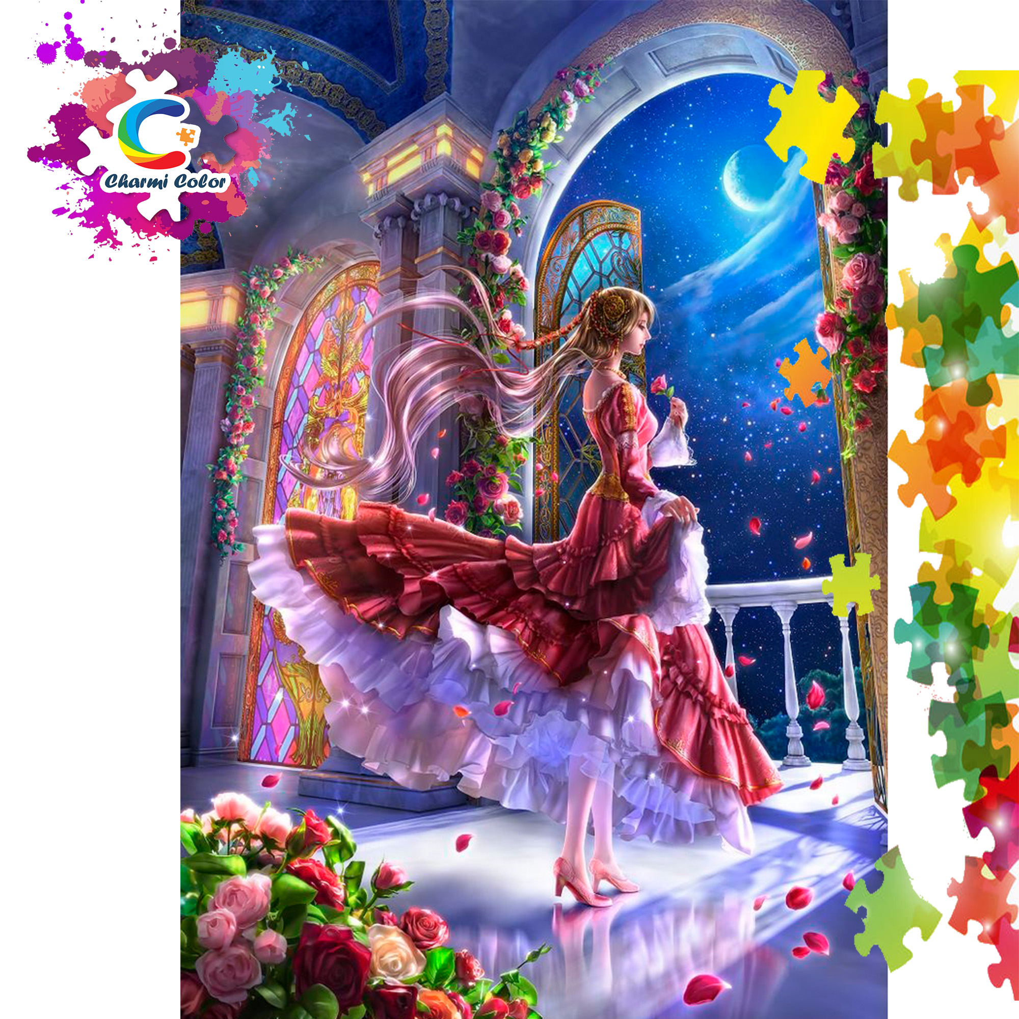 [HCM]Tranh xếp hình 1000 mảnh gỗ - Công chúa hoa hồng