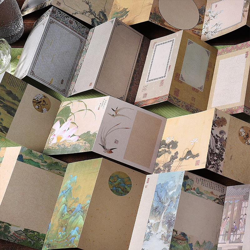 Decorative Paper 4 Styles Vintage Traditional Flower Paper Sheets Painting Flower Decoration DIY Background Paper