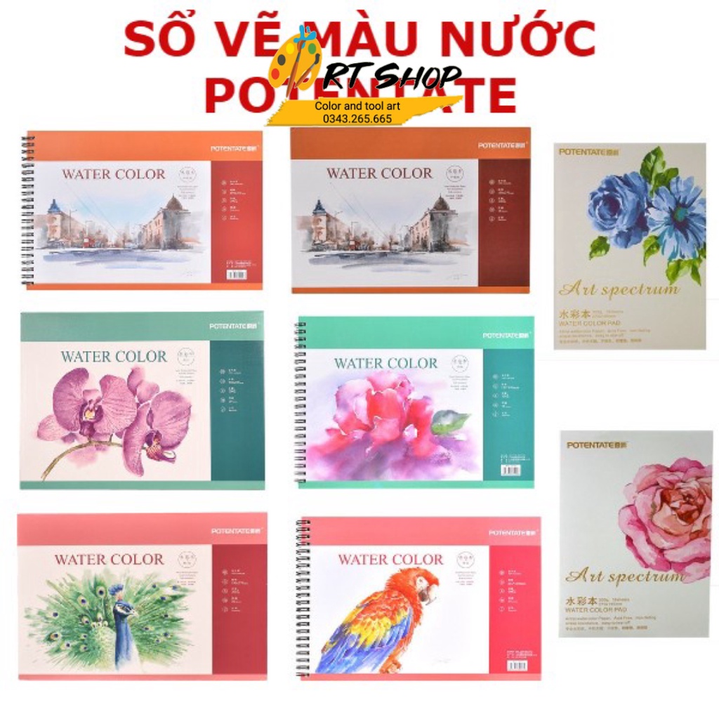 Sổ vẽ màu nước Potentate - Sổ vẽ định lượng 300gsm 200gsm chuyên vẽ màu nước