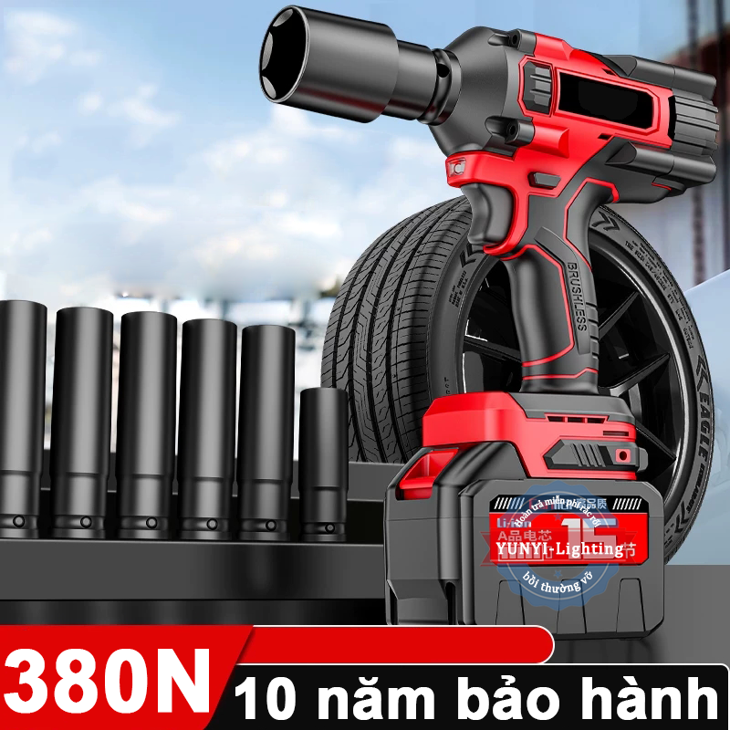 Máy siết buloong siêu mạnh 380NmMáy siết bulong ô tôMáy bắn buloong pin Lõi Đồng Động Cơ Không Chổi Than Đầu Siết Đa NăngPin 10 Cell