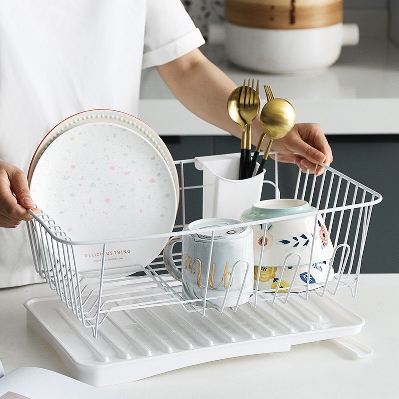 Giá đựng bát đĩa đa năng, kệ chén đĩa tiện dụng có khay trữ nước