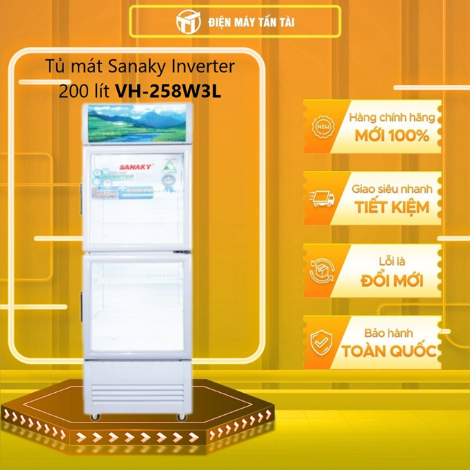 Tủ mát Inverter SANAKY 200 lít 2 cửa VH-258W3L - GIAO HCM