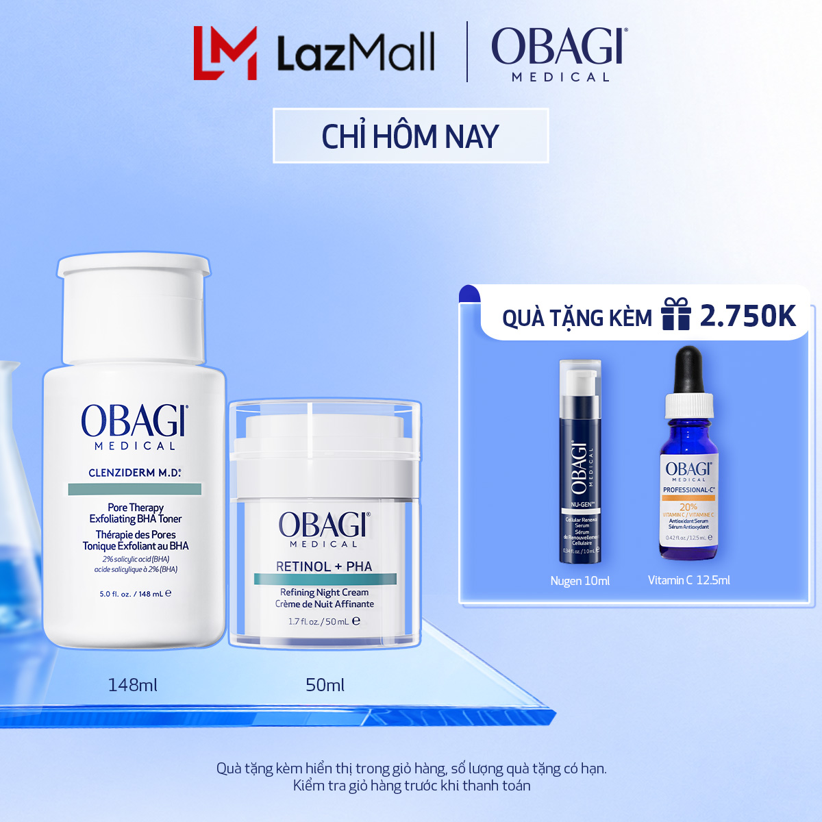 Bộ đôi Kem dưỡng tái tạo da Retinol + PHA 50ml và Toner Tẩy tế bào chết BHA 148ml
