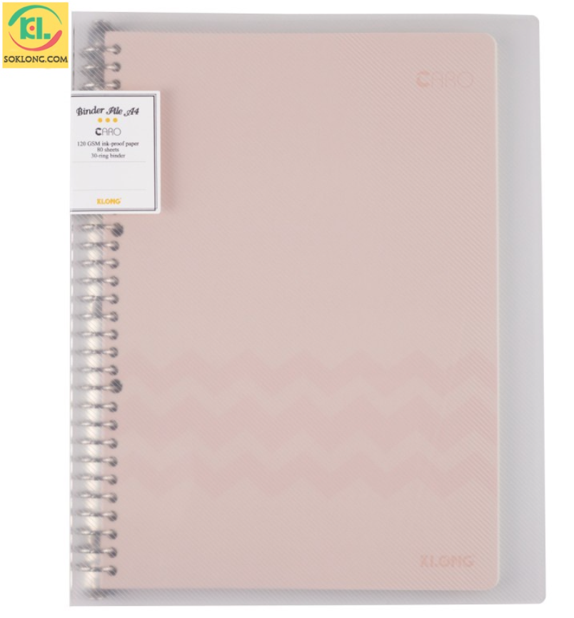 Sổ còng sắt klong a4 80 tờ caro 30 chấu lỗ vpptueminh, binder refill giấy klong ms 540