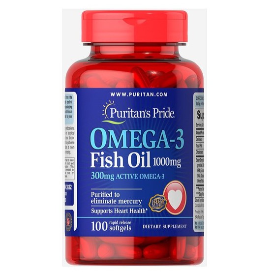 Dầu cá bổ sung epa dha bổ mắt, não, tim mạch, tăng cường hệ miễn dịch puritan's pride omega-3 fish oil 1000mg omega 3