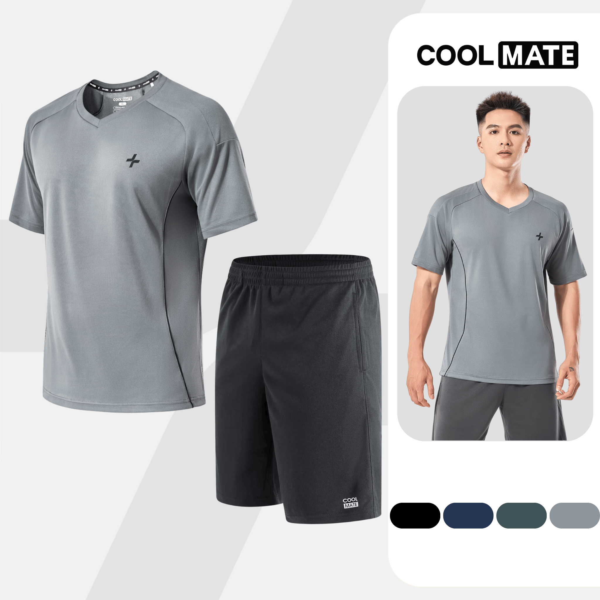 [TẶNG QUÀ ĐƠN TỪ 299K]Set thể thao nam Tennis, Pickleball Áo thun FlexLine Active và Quần shorts Promax-S1 Thoáng khí, thoải mái, thấm hút tốt Coolmate