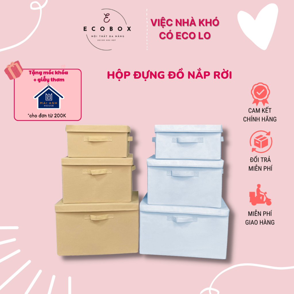 Hộp đựng quần áo 3F hộp vải đựng đồ đa năng quần áo lót tất vớ đồ chơi có nắp đậy rời chất vải không dệt hàng xuất khẩu RUBY HOME STORE
