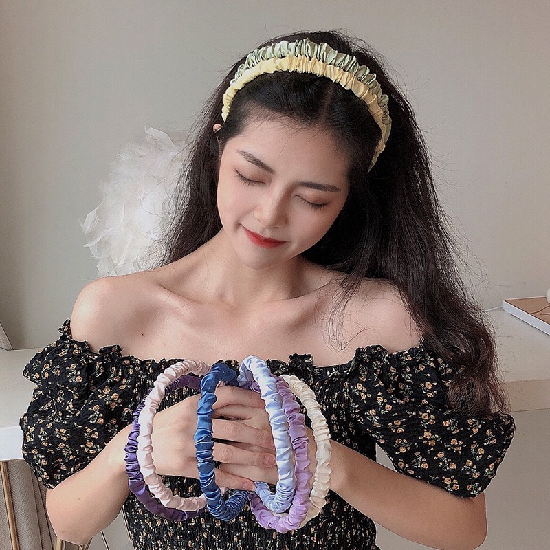Cài tóc vải nhún trơn màu phong cách hàn quốc |hubeshop
