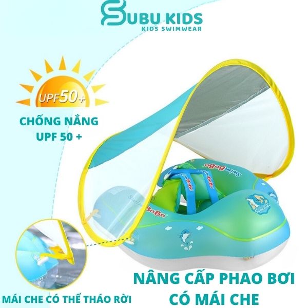 Phao bơi chống lật cho bé hàng cao cấp SWIMBOBO thiết kế cải tiến có mái che phù hợp cho bé 06 tháng - 6 tuổi