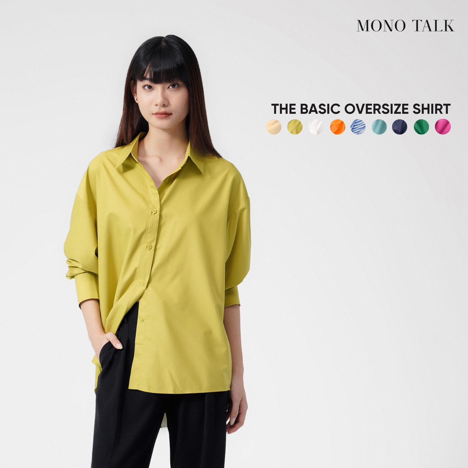 Áo Sơ Mi Nữ MONOTALK dài tay dáng Oversized nhiều màu T10001FT