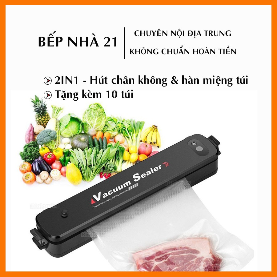 Máy hút chân không thực phẩm - dành cho gia đình - nhanh, mạnh, tặng kèm 10 túi - gd369