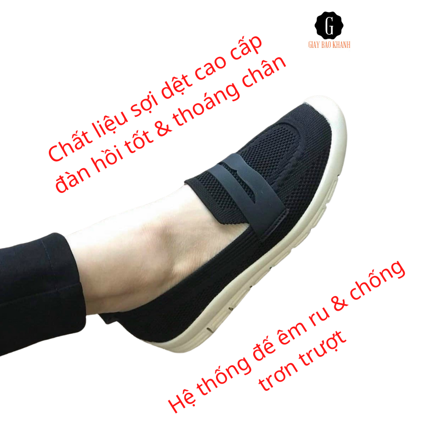 Giày lười slipon nữ hót 2021 Giày Bảo Khánh,  cao 2p đế êm, chất chun mềm BE01