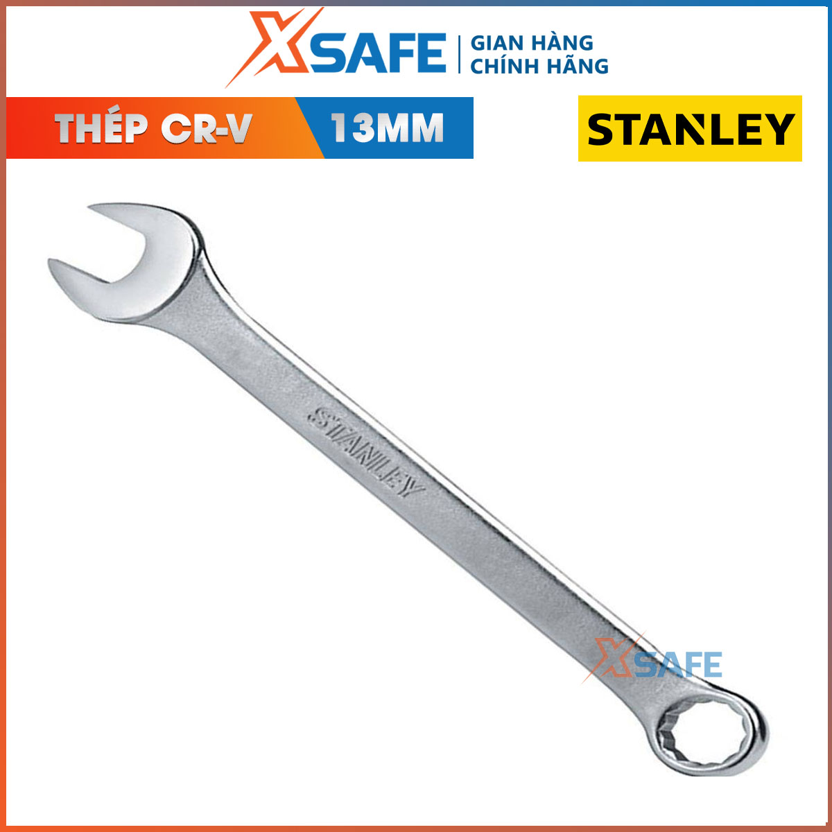 Cờ lê vòng miệng SL STANLEY STMT79108-8B 13mm Cờ lê vòng miệng Stanley 1 đầu hở 1 đầu vòng, chất liệu thép CR-V cứng, không gỉ sét và có tay cầm vừa vặn, chống trơn trượt, chống biến dạng đai ốc