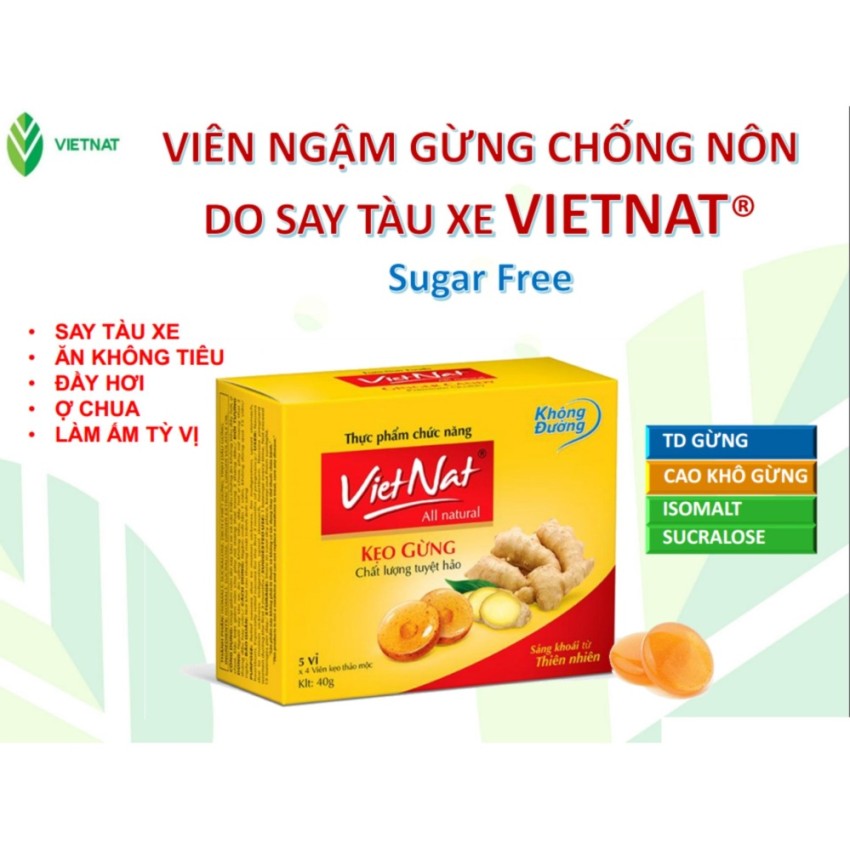 Bộ 3 hộp kẹo gừng VIETNAT không đường