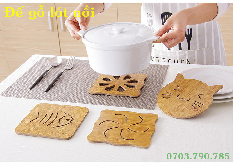 [HCM]Đế Gỗ Lót Nồi Hình Dễ Thương