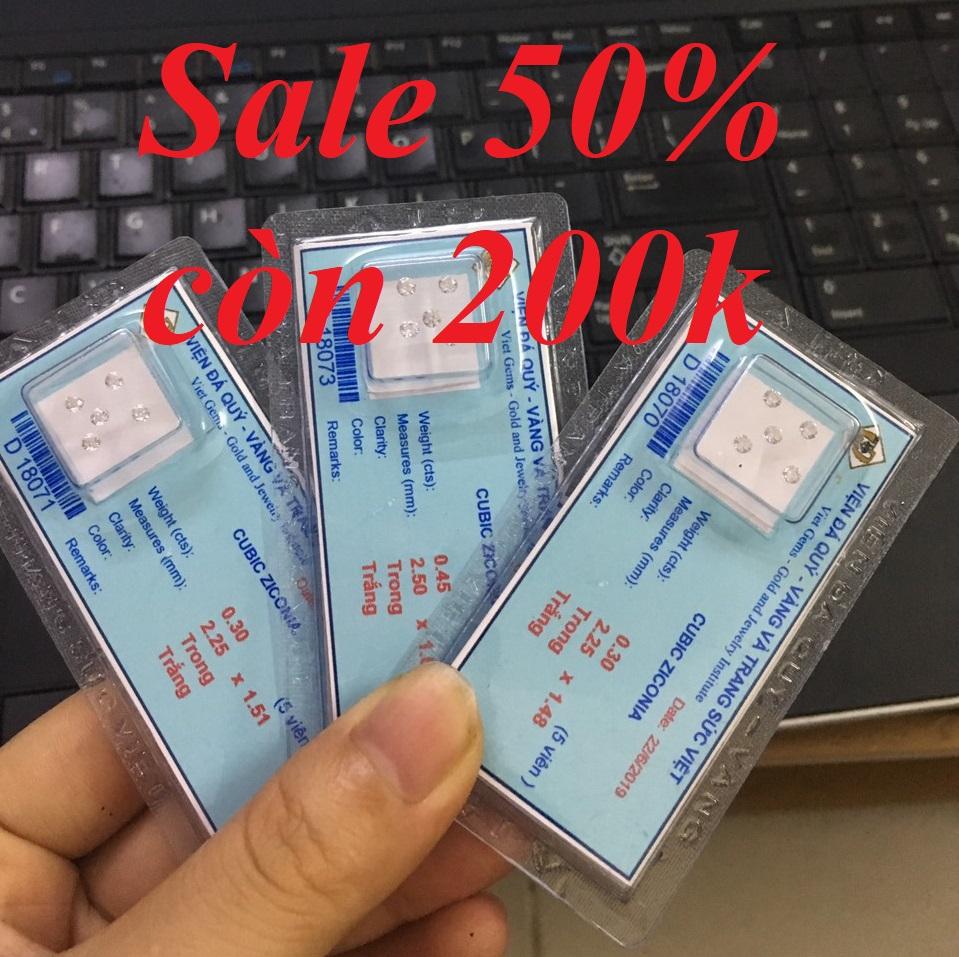 Đá đính răng kim cương nhân tạo vỉ viện đá quý 5 viên