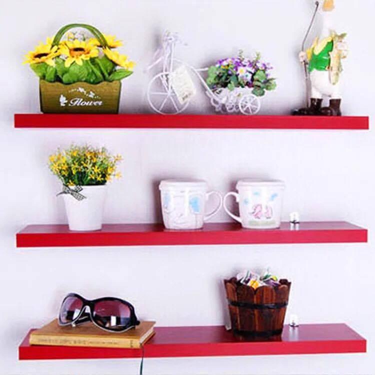 Kệ Trang Trí Treo Tường 3 Thanh Ngang Đỏ Dài 80x13cm