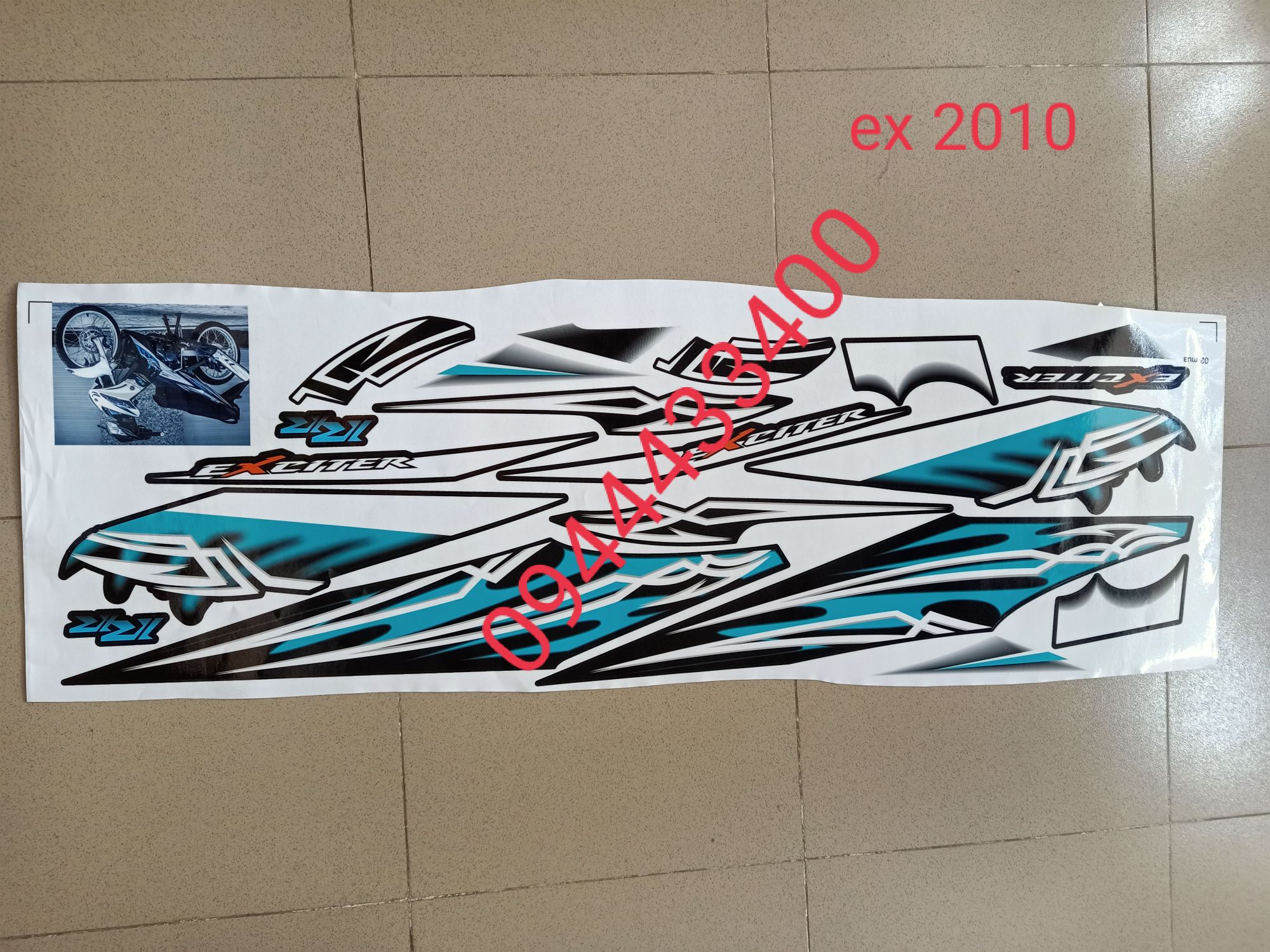 Tem rời exciter 2010 dán clxe trắng