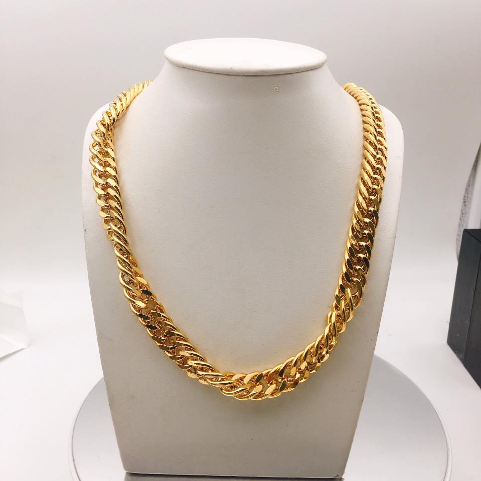 Dây Chuyền Nam Màu Vàng 18K To Dạng Mắt Xích Dài