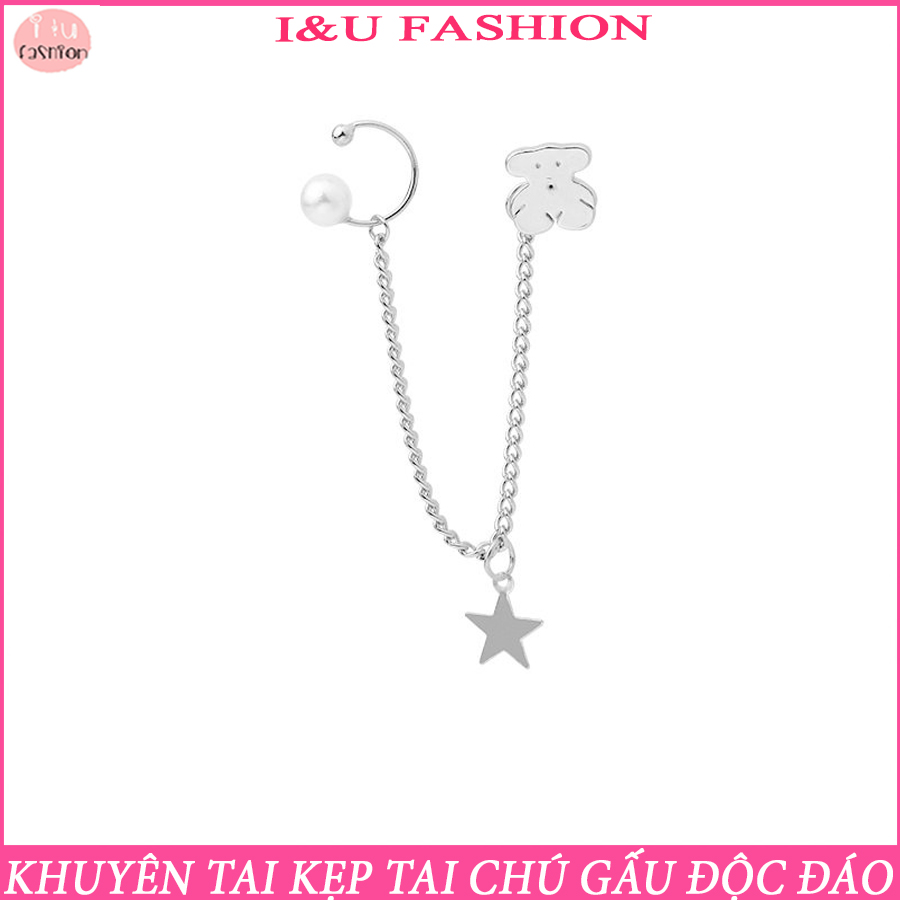 [ 1 Chiếc ] Khuyên tai bông tai kẹp vành tai độc đáo cá tính chú gấu dễ thương chất liệu kim loại phong cách trẻ trung cho nữ KT-95