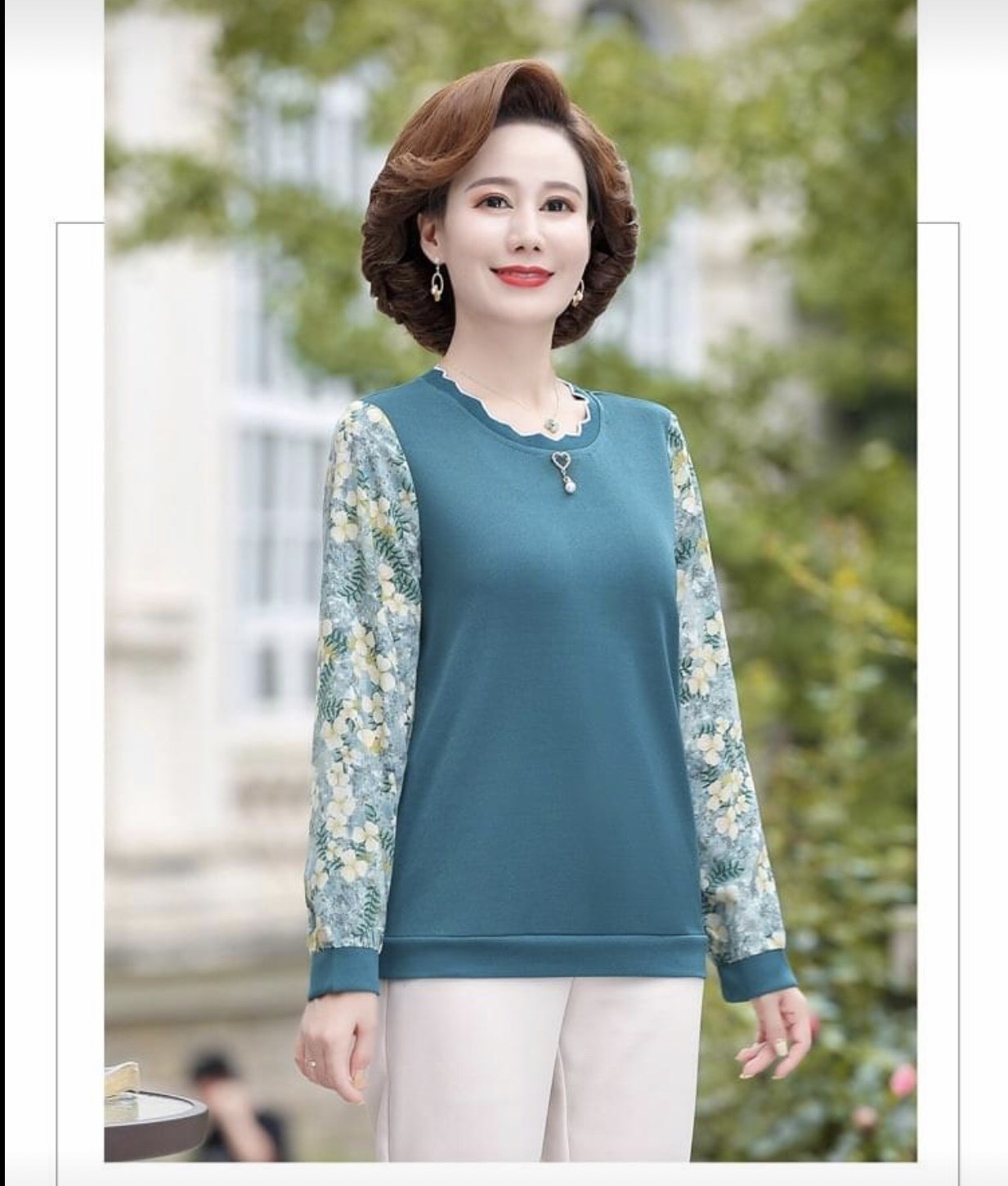 Áo len nữ trung niên cao cấp, len ngọc hàng Quảng Châu