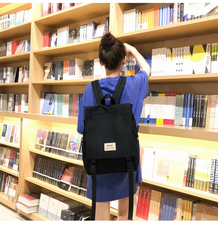 balo vải đi học, ba lô nữ thời trang, balo unisex. B084 balo mrmi nắp dài