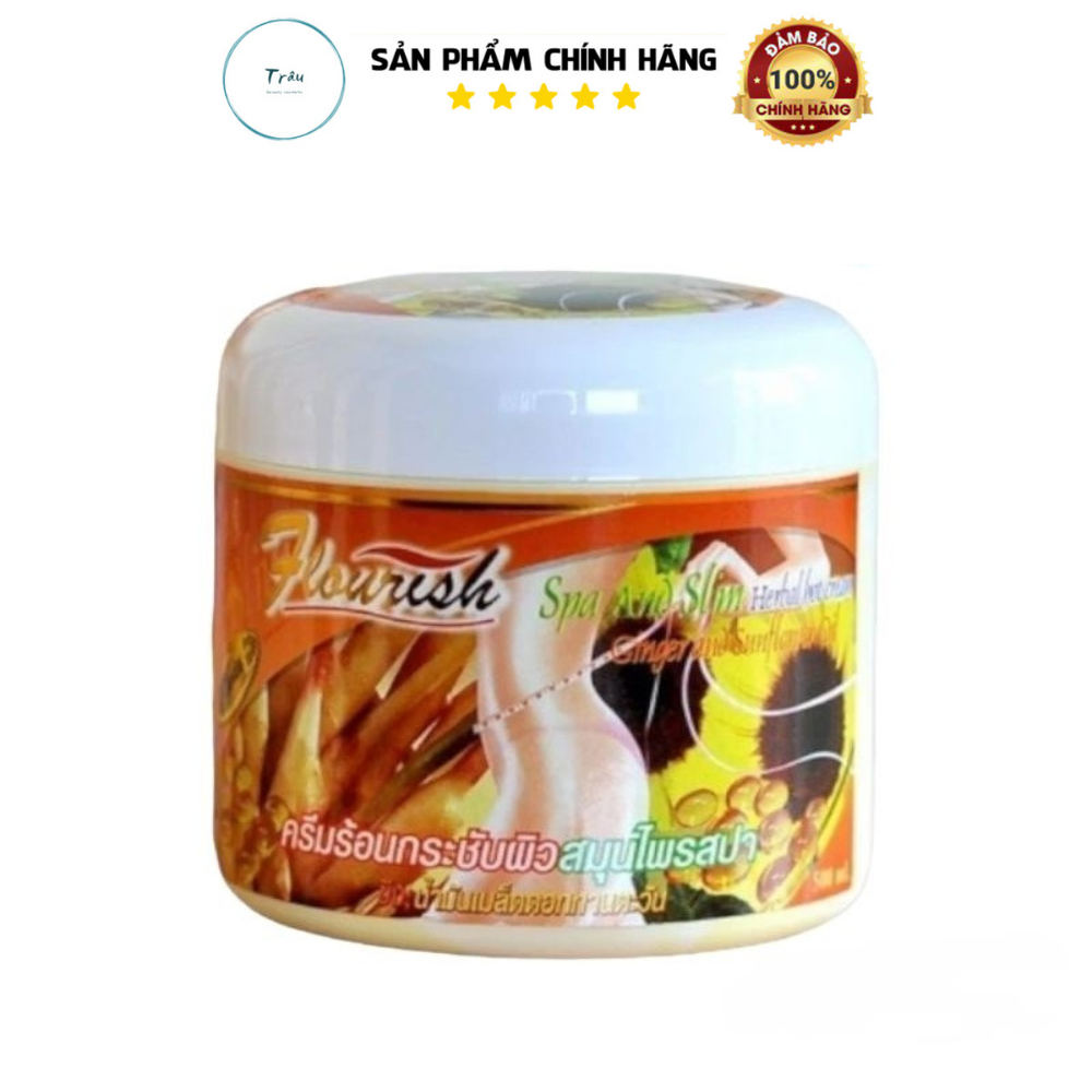 Kem tan mỡ bụng gừng ớt Flourish Thái Lan 500ml giúp đánh tan mỡ hiệu quả, làm săn chắc vùng bụng, hông, eo, mông và đùi, cho dáng vóc gọn gàng hơn