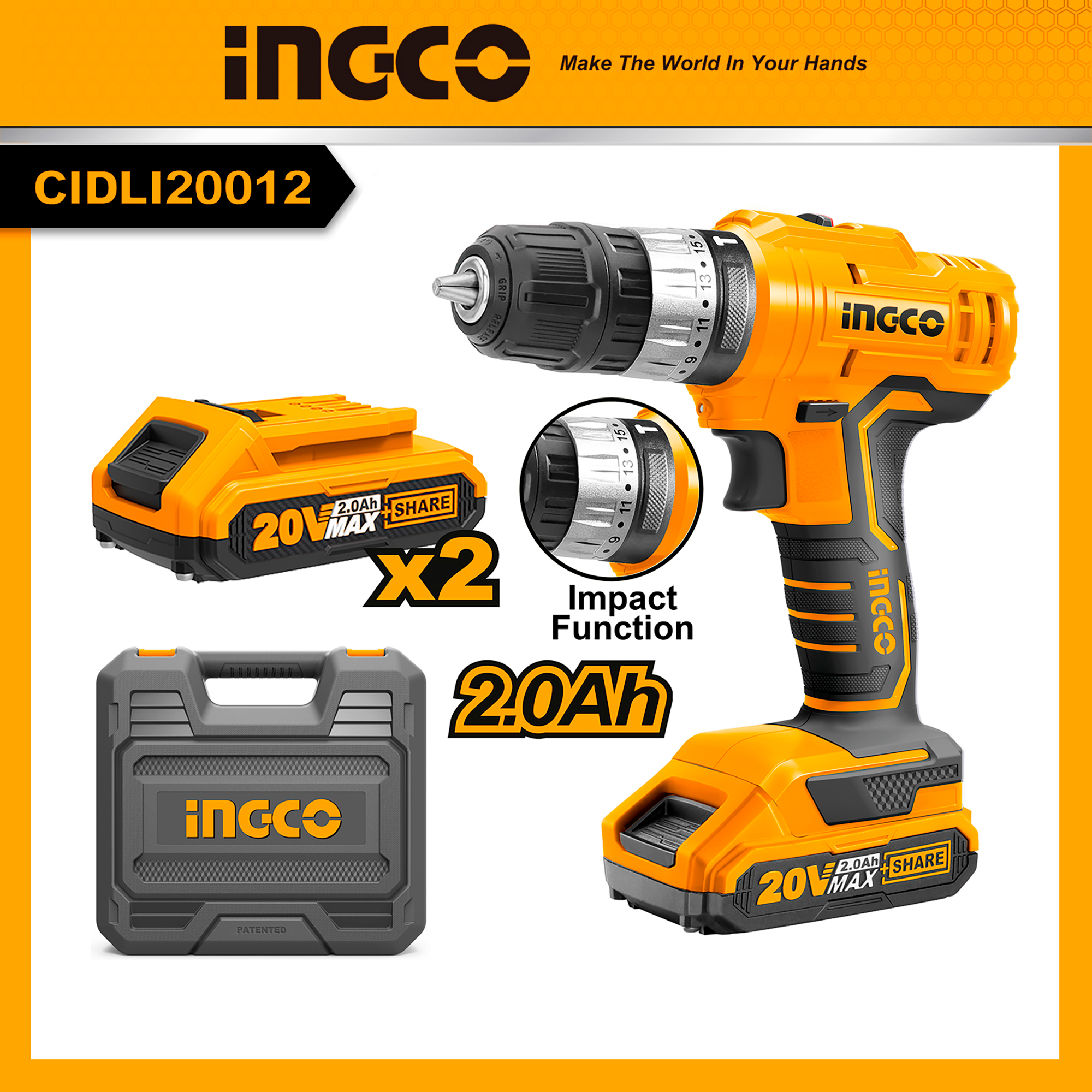 Máy khoan vặn vít dùng pin 20v cidli20012