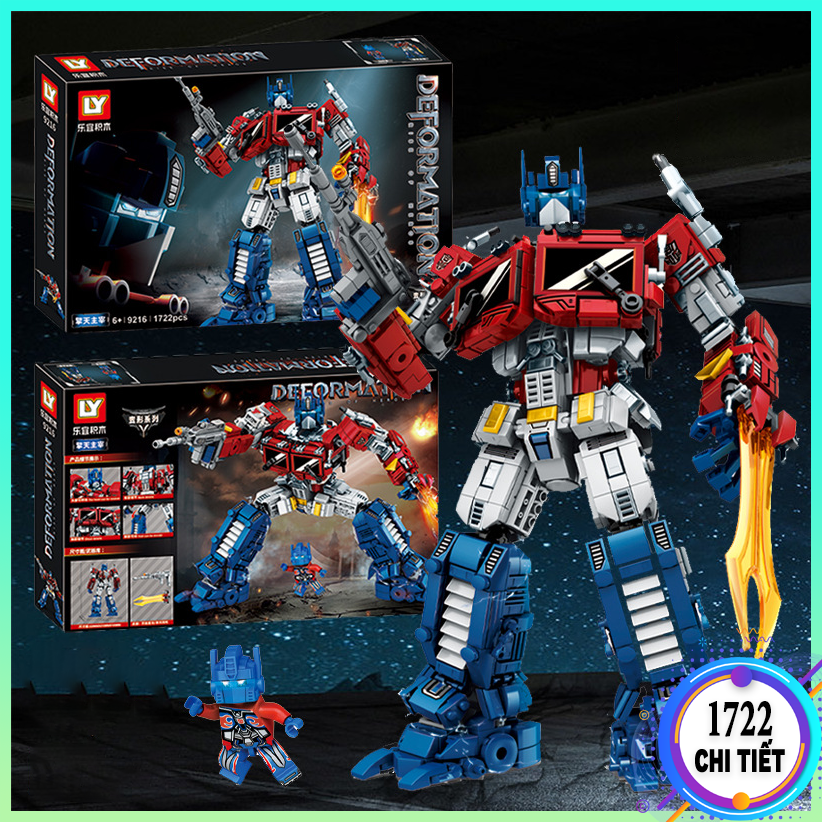 Bộ đồ chơi lắp ráp Lego Robot biến hình Transformers 1722 chi tiết, Mô hình lắp ráp lego OPTIMUS Prime siêu xe đua đại chiến xe tải đồ chơi cho bé