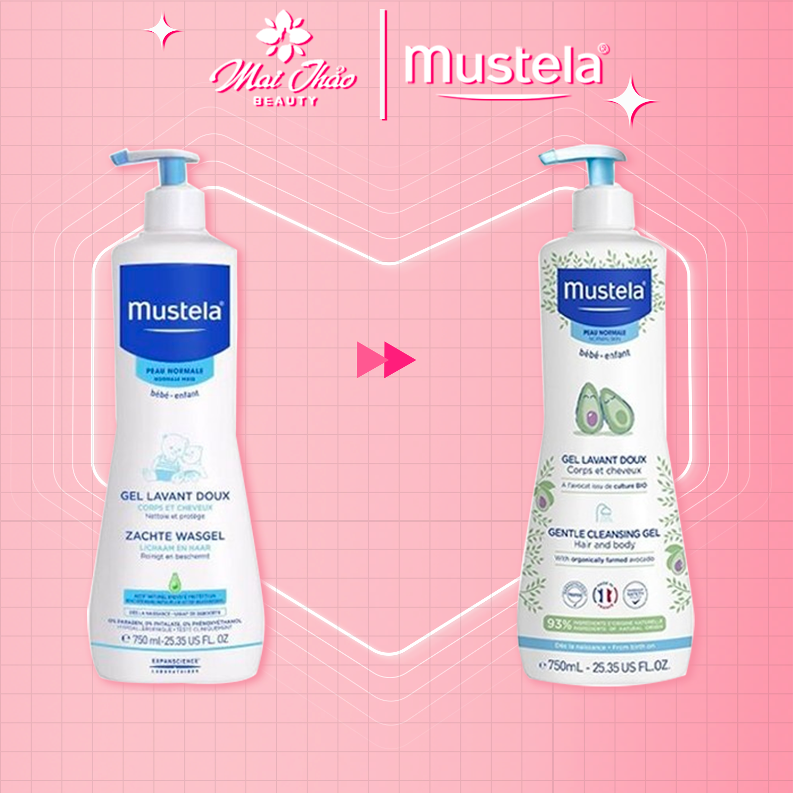 Mustela Gel tắm gội Mustela Gentle Cleansing Gel 750ml