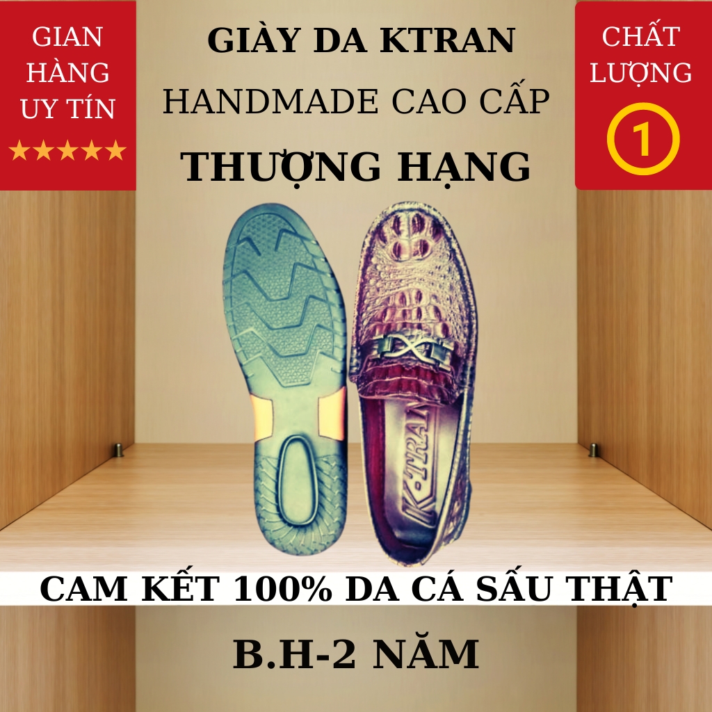 Giày lười nam da cá sấu mã KCS03, giày tây nam công sở chất liệu da cá sấu màu nâu mận châu phi,hàng việt nam cao cấp